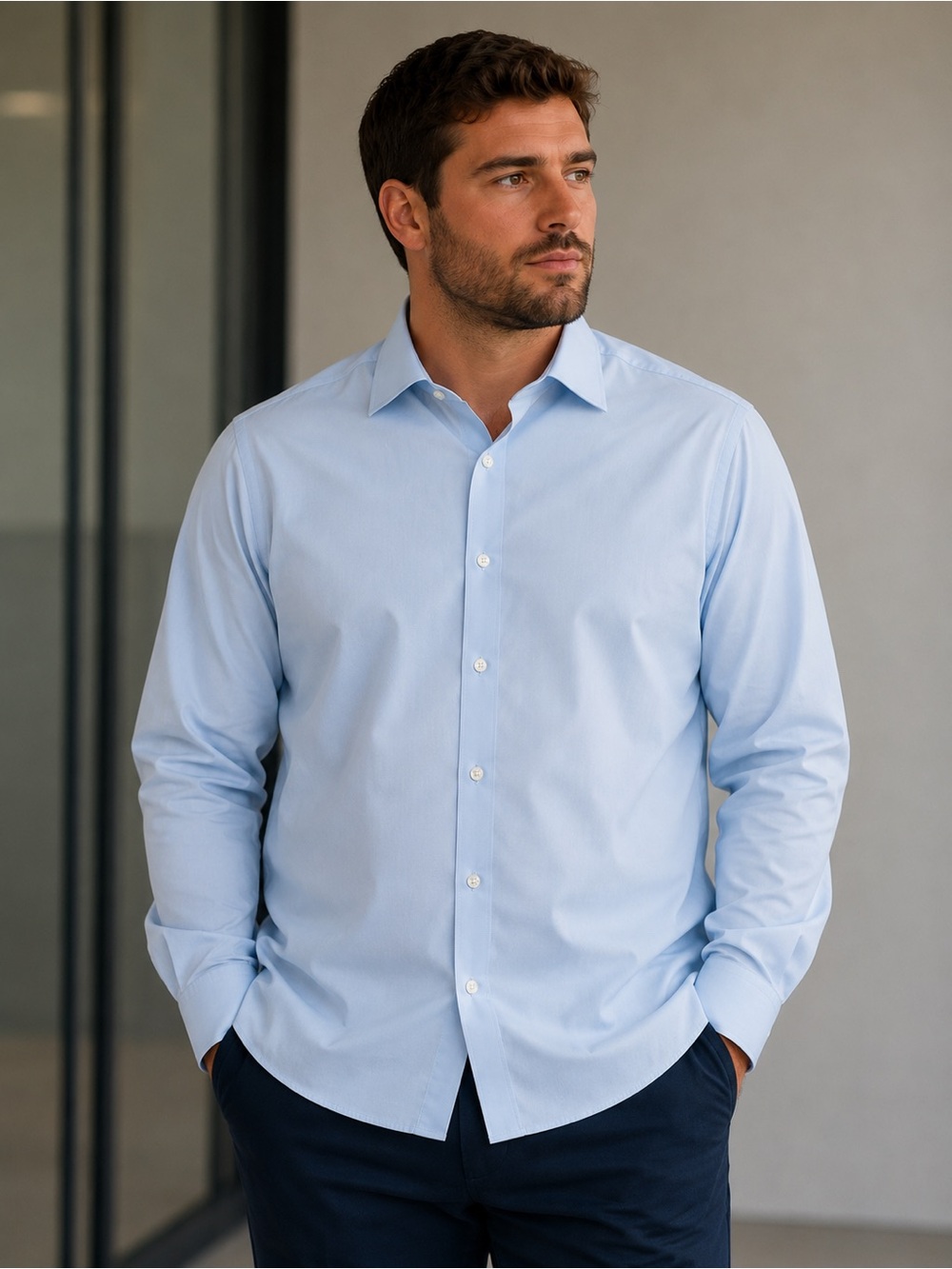 Hugo Boss Light Blue Dress Shirt - Spread Collar